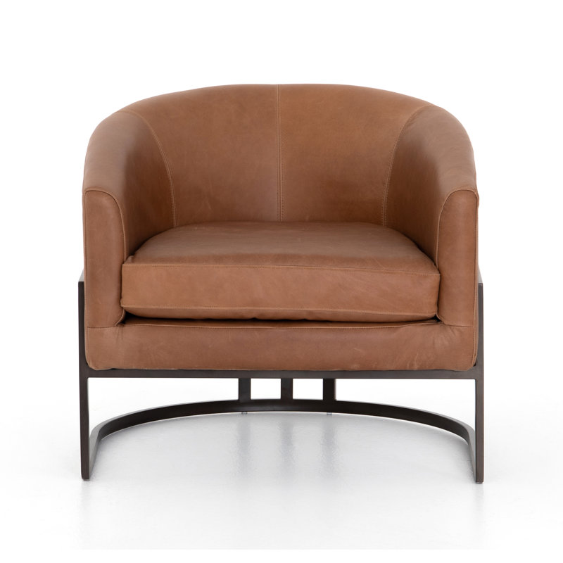 Ellen 28" Wide Top Grain Leather Barrel Chair AllModern